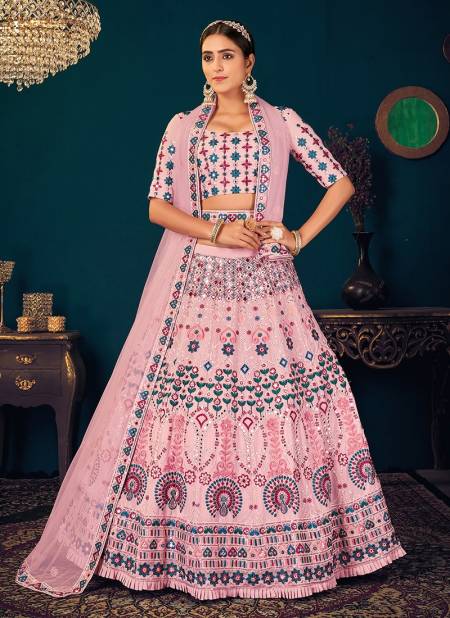 Pink Colour KF Guldasta 8 Heavy Wedding Wear Sequince with Embroidered Work Georgette Lehenga Collection 1812